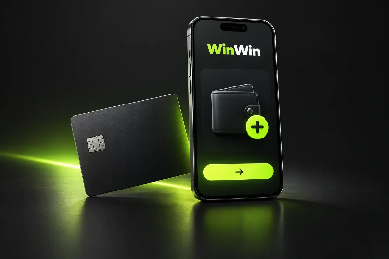 winwin app deposit concept with a mobile wallet and payment card
